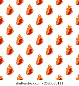 burning chilli pepper pattern. fire chili pattern. hot chili seamless pattern suitable for print, seasoning pack, or wrapping paper.