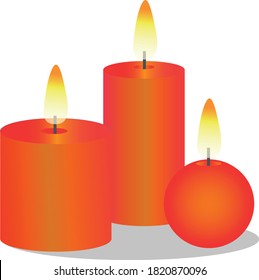 burning Christmas candles. vector illustration of a bright gradient candle. heat and glow from the fire