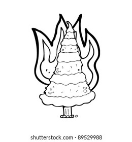 burning christmas tree cartoon