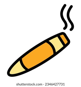 Burning cigar icon outline vector. Cigarette tobacco. Smoke vape color flat