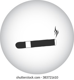Burning cigar simple icon  on round background