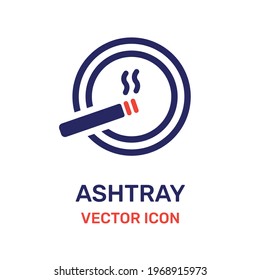 Burning cigarette in ashtray icon vector illustration.