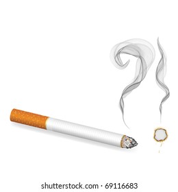 Burning Cigarette Banner, Vector