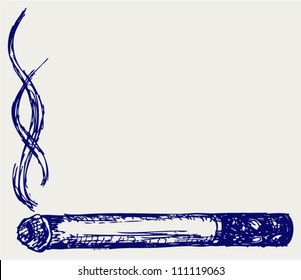 Burning cigarette. Doodle style