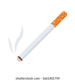 Icono de cigarrillo aislado en fondo blanco. Estilo plano. Concepto de fumar. Ilustración vectorial.
