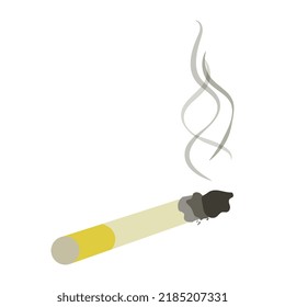 Ilustración vectorial del icono del cigarrillo en llamas aislada en fondo blanco