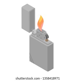 Burning cigarette lighter icon. Isometric of burning cigarette lighter vector icon for web design isolated on white background