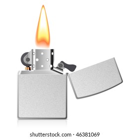 Burning cigarette lighter. Vector.