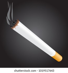 Burning cigarette on dark background - tobacco smolder