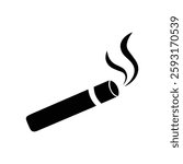 Burning Cigarette Silhouette with Smoke Icon