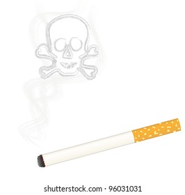 Burning cigarette + skull in smoke