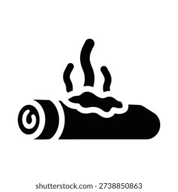 Burning cigarette with thick smoke isolated on white minimalist danger concept