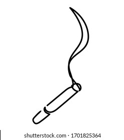 Burning cigarette, vector illustration isolated on a white background. Continuous one line drawn by hand. Destructive fire. Quit smoking