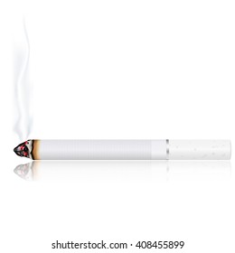 Burning cigarette. Vector illustration isolated on white background