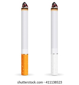 Quemando cigarrillo. Ilustración de vectores aislada en fondo blanco