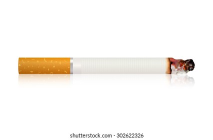 Burning cigarette . Vector Illustration on white background.