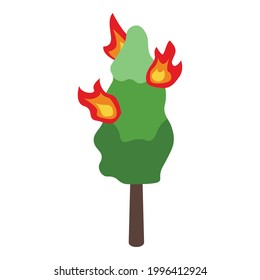 Burning city tree icon. Isometric of Burning city tree vector icon for web design isolated on white background