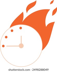 Burning clock color icon. Deadline time symbol isolated on white background