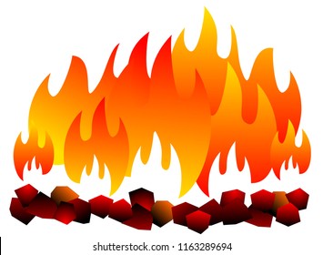 Burning coal isolated. hot Coal on white background vector eps 10