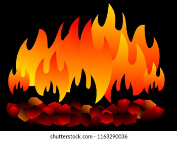 Burning coal isolated. hot Coal on black background vector eps 10