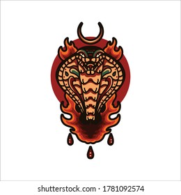 burning cobra tattoo vector design