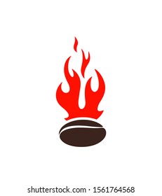 Burning Coffee bean logo. Isolated coffe bean on white background