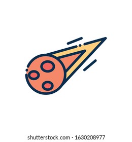 burning comet astronomy and space on white background vector illustration