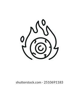 Icono de Derechos de autor en llamas. Sencillo ícono de Derechos de autor en llamas para redes sociales, App y Diseño web. Ilustración vectorial