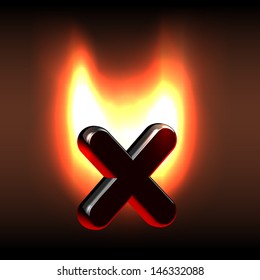 Burning cross  icon as a symbol of warning  or prohibition