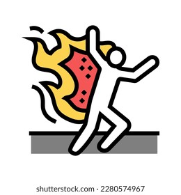 burning dangerous man accident color icon vector. burning dangerous man accident sign. isolated symbol illustration