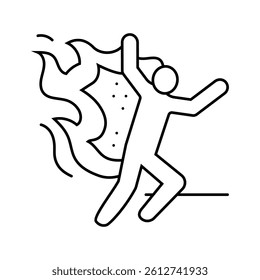 burning dangerous man accident line icon vector. burning dangerous man accident sign. isolated contour symbol black illustration