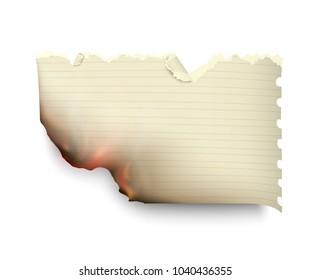 burning design templates torn paper with fire and text