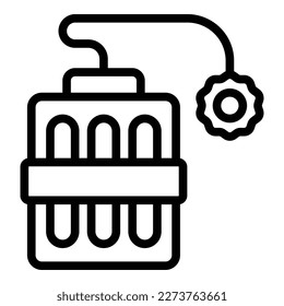 Burning dinamite icon outline vector. Mine stone. Cart miner