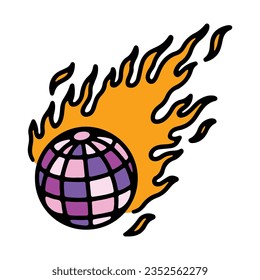 burning disco ball logo vector illustration isolated on white background