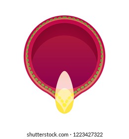 burning diya on white background