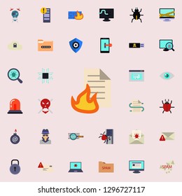 burning document icon. Virus Antivirus icons universal set for web and mobile