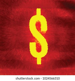 Burning dollar sign. Hell money conception. Vector illustration