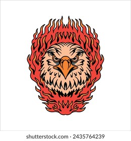 burning eagle tattoo vector design