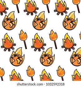 burning earth globe bonfire flame disaster pattern image