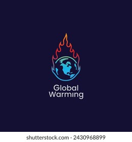 Ilustración simple del vector del icono del logotipo del calentamiento global