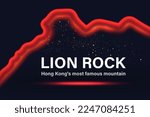 Burning edge shining on the mountain. Fire and light effect. Lion rock. Vector,
