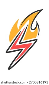 Burning electric lightning bolt symbol