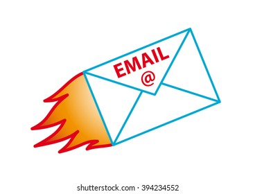 burning email on a white background