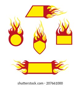 burning emblems set. vector eps8