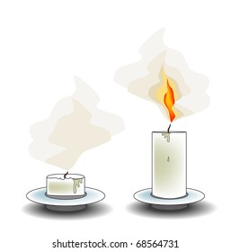 burning extinguished overhang. Vector illustration isolated on white