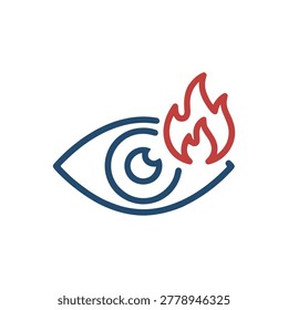 Burning Eye Icon Illustration Containing fire symbol, eye irritation, and painful vision
