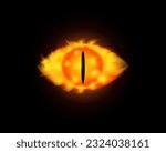 Burning eye. Symbol of infernal observation with yellow red flame and an image of magical vision of otherworldly vector forces
