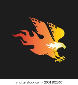 Burning Falcon Icon Logo Vector Illustration, Wildlife Flying Animal Silhouette Graphic Element Ideas