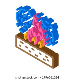 burning field peat isometric icon vector. burning field peat sign. isolated symbol illustration