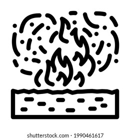 burning field peat line icon vector. burning field peat sign. isolated contour symbol black illustration